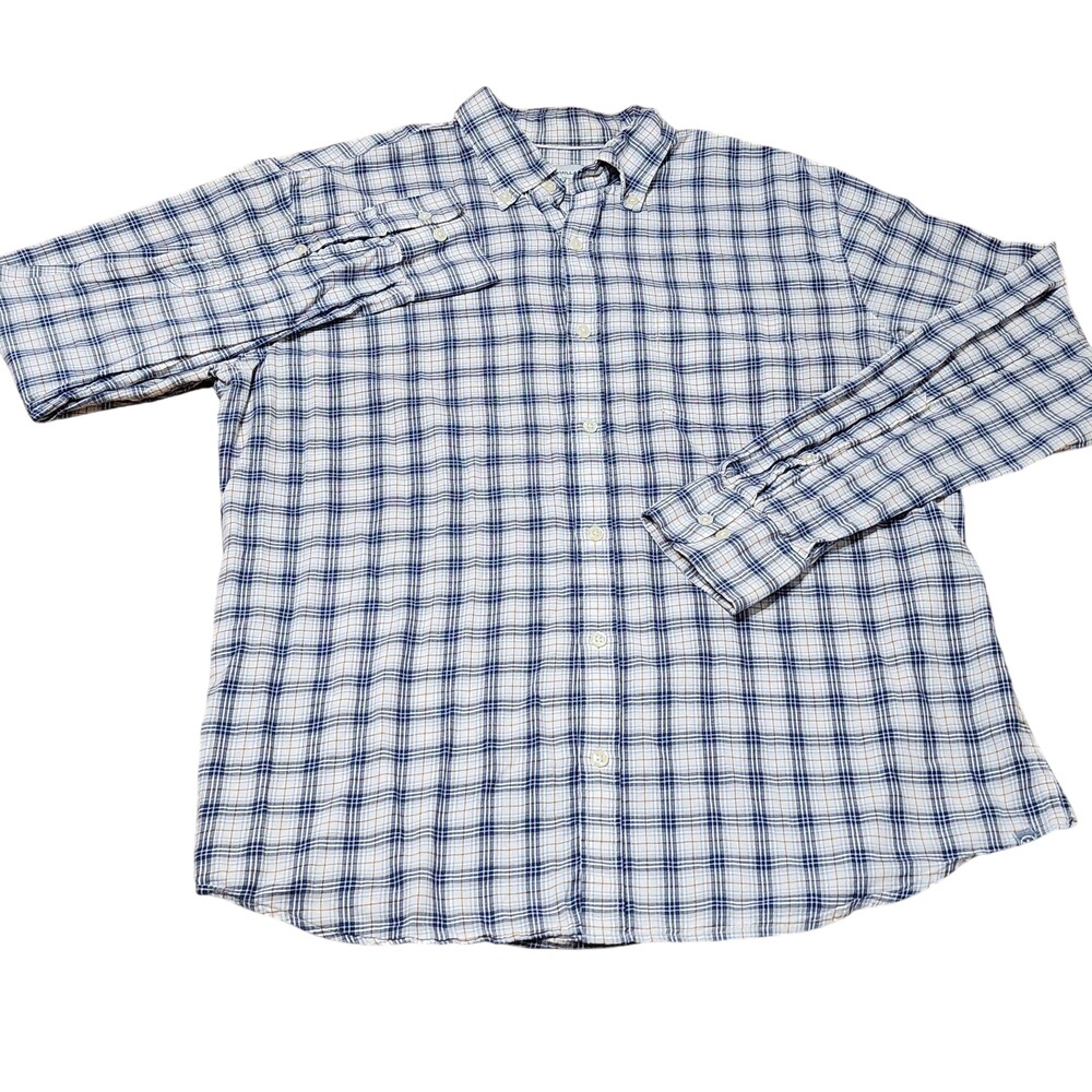 Peter Millar Shirt Mens Large Blue Plaid Long Sleeve Button Down Cotton Casual